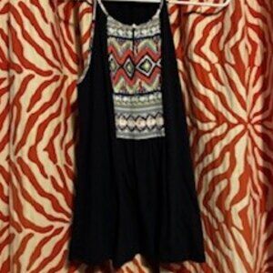 THML Colorful Roomy Tanktop on Navy, Size Small